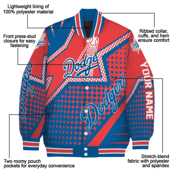 customized los angeles dodgers star burst blue varsity jacket new arrival