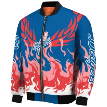 customized los angeles dodgers winged blaze blue white bomber jacket best selling