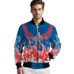 customized los angeles dodgers winged blaze blue white bomber jacket best selling