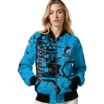 customized miami marlins hexagon cluster blue black bomber jacket best selling