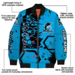 customized miami marlins hexagon cluster blue black bomber jacket best selling