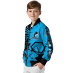 customized miami marlins hexagon cluster blue black bomber jacket best selling