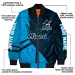 customized miami marlins hexagon mesh blue black bomber jacket best selling