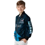 customized miami marlins hexagon mesh blue black bomber jacket best selling