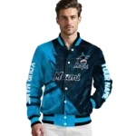 customized miami marlins hexagon mesh blue black varsity jacket best selling