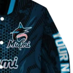 customized miami marlins hexagon mesh blue black varsity jacket best selling