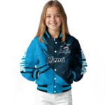 customized miami marlins hexagon mesh blue black varsity jacket best selling