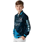 customized miami marlins hexagon mesh blue black varsity jacket best selling