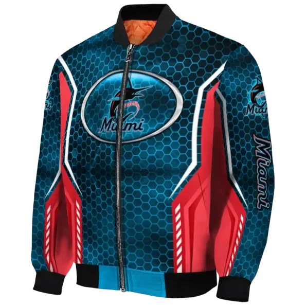 customized miami marlins power plate blue bomber jacket best selling
