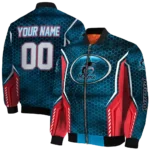 customized miami marlins power plate blue bomber jacket best selling