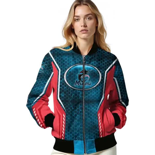 customized miami marlins power plate blue bomber jacket latest model