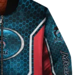 customized miami marlins power plate blue bomber jacket best selling