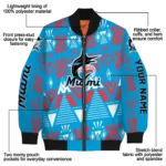 customized miami marlins pyramid shapes blue bomber jacket best selling