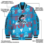 customized miami marlins pyramid shapes blue varsity jacket best selling
