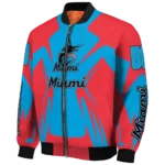 customized miami marlins spider mark blue black crocs bomber jacket best selling
