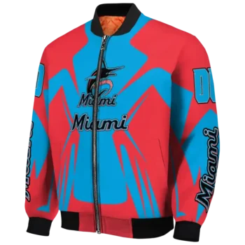customized miami marlins spider mark blue black crocs bomber jacket best selling