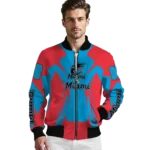 customized miami marlins spider mark blue black crocs bomber jacket best selling