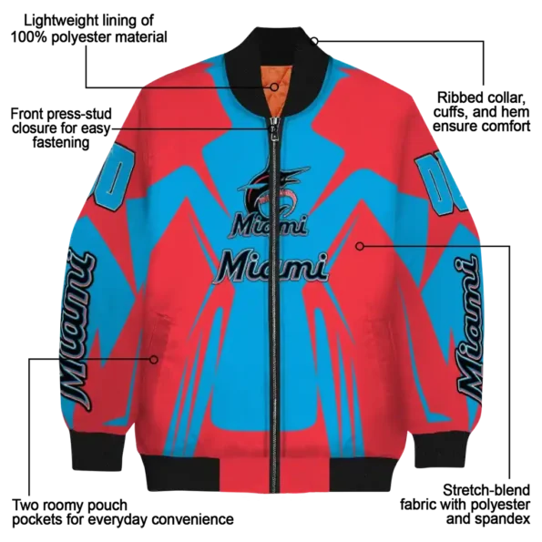 customized miami marlins spider mark blue black crocs bomber jacket new arrival