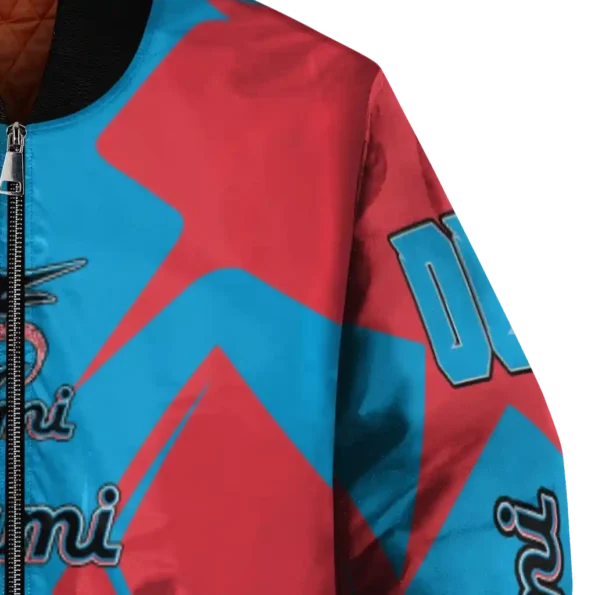 customized miami marlins spider mark blue black crocs bomber jacket premium grade