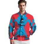 customized miami marlins spider mark blue black crocs varsity jacket best selling