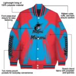 customized miami marlins spider mark blue black crocs varsity jacket best selling