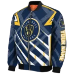 customized milwaukee brewers chevron angles navy blue bomber jacket best selling