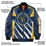 customized milwaukee brewers chevron angles navy blue bomber jacket best selling