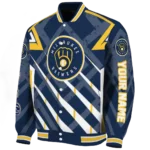 customized milwaukee brewers chevron angles navy blue varsity jacket best selling