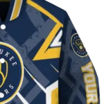customized milwaukee brewers chevron angles navy blue varsity jacket best selling