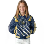 customized milwaukee brewers chevron angles navy blue varsity jacket best selling