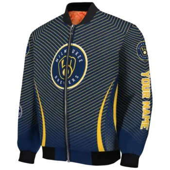 customized milwaukee brewers chevron arrow navy blue bomber jacket best selling