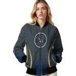 customized milwaukee brewers chevron arrow navy blue bomber jacket best selling