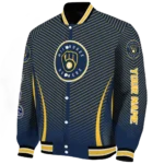 customized milwaukee brewers chevron arrow navy blue varsity jacket best selling