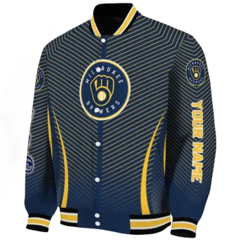 customized milwaukee brewers chevron arrow navy blue varsity jacket best selling