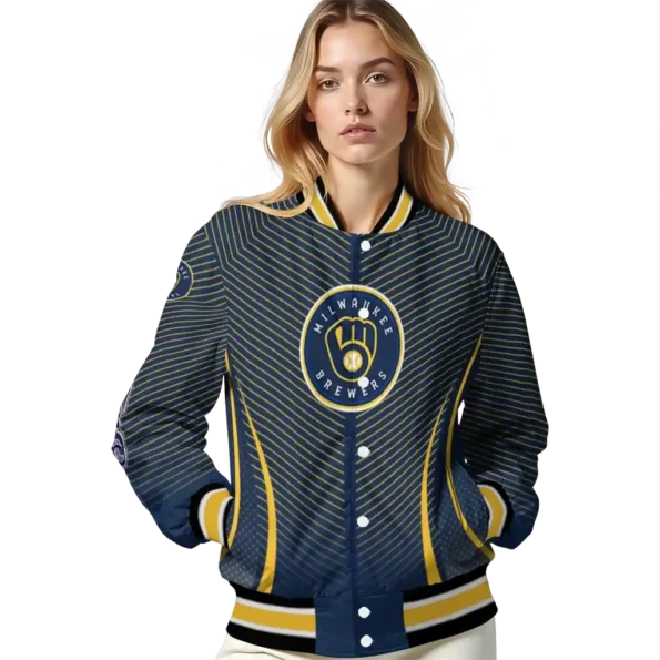 customized milwaukee brewers chevron arrow navy blue varsity jacket latest model