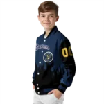 customized milwaukee brewers flame border navy blue black varsity jacket best selling
