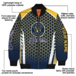 customized milwaukee brewers hexagon grid navy blue bomber jacket best selling