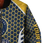 customized milwaukee brewers hexagon grid navy blue bomber jacket best selling