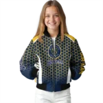 customized milwaukee brewers hexagon grid navy blue bomber jacket best selling