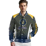 customized milwaukee brewers hexagon grid navy blue varsity jacket best selling