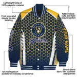 customized milwaukee brewers hexagon grid navy blue varsity jacket best selling