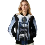 customized milwaukee brewers mesh effect navy blue black bomber jacket best selling