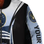 customized milwaukee brewers mesh effect navy blue black bomber jacket best selling