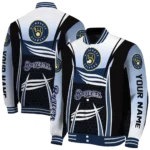 customized milwaukee brewers mesh effect navy blue black varsity jacket best selling