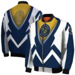 customized milwaukee brewers v stripes navy blue white bomber jacket best selling