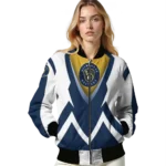 customized milwaukee brewers v stripes navy blue white bomber jacket best selling