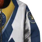 customized milwaukee brewers v stripes navy blue white bomber jacket best selling