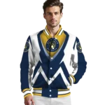 customized milwaukee brewers v stripes navy blue white varsity jacket best selling