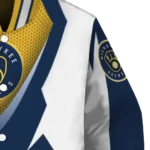customized milwaukee brewers v stripes navy blue white varsity jacket best selling