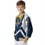customized milwaukee brewers v stripes navy blue white varsity jacket best selling